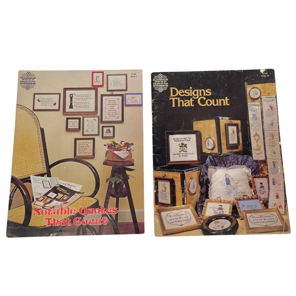 Lot of 2 Designs by Gloria & Pat Magazine Books Quotes/Designs That Count